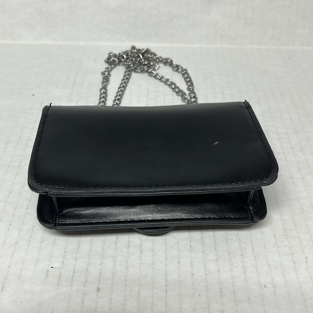 Black leather Rhinestone embellished chain shoulder party Mini Bag night out - Picture 12 of 16